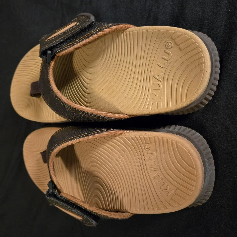 KUAiLU Sandals Mens Size 7 Brown Thong Adjustable Strap Casual Summer Comfort‎
